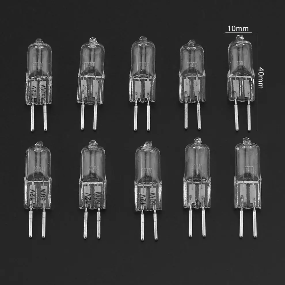 10pcs G5.3 12V 20W/35W/50W Halogen Light Bulbs Long Life Capsule Lamps Warm White Clear Bulbs