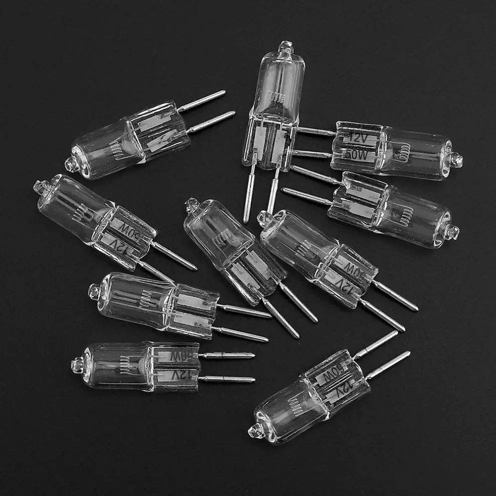 10pcs G5.3 12V 20W/35W/50W Halogen Light Bulbs Long Life Capsule Lamps Warm White Clear Bulbs