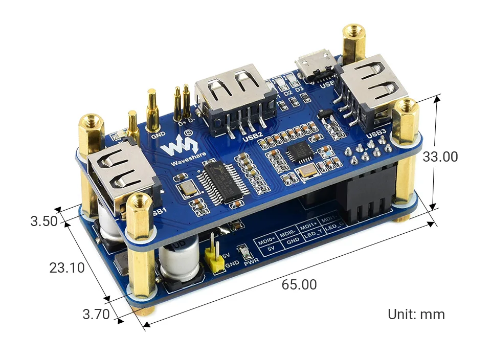 Raspberry Pi PoE Ethernet USB HUB HAT 3 X USB 2.0 Ports RJ45 802.3af RTL8152B Compatible for Raspberry Pi Zero W WH 1.3