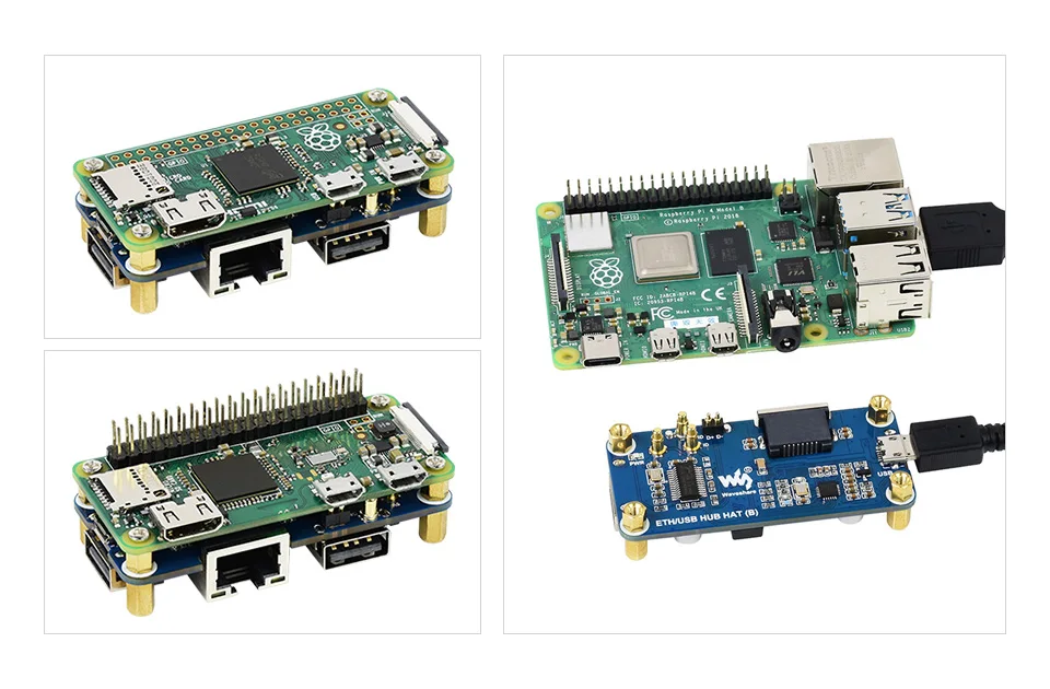 Raspberry Pi PoE Ethernet USB HUB HAT 3 X USB 2.0 Ports RJ45 802.3af RTL8152B Compatible for Raspberry Pi Zero W WH 1.3