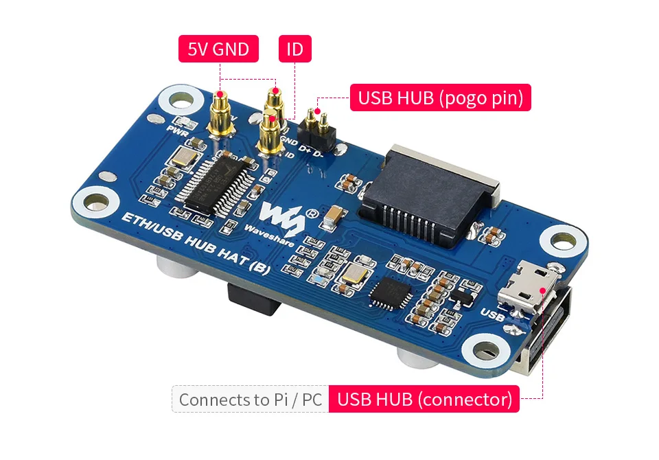 Raspberry Pi PoE Ethernet USB HUB HAT 3 X USB 2.0 Ports RJ45 802.3af RTL8152B Compatible for Raspberry Pi Zero W WH 1.3