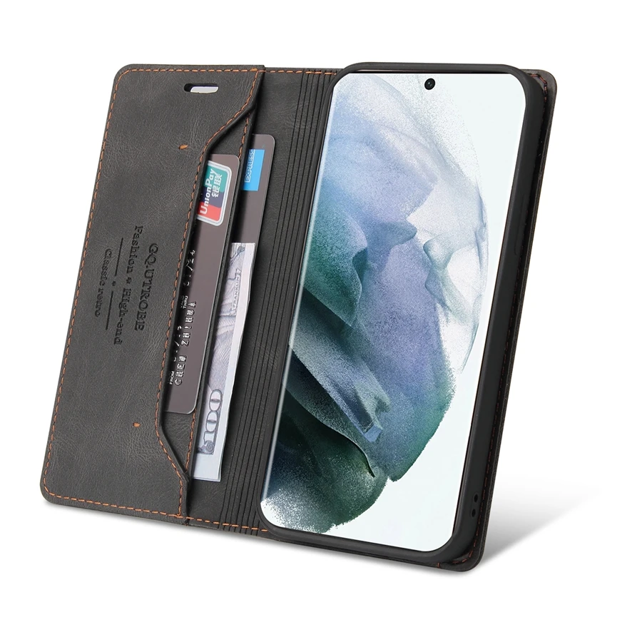 Wallet Anti-theft Brush With Card Slot Magnetic Flip Leather For Samsung Galaxy S26 FE S25 Ultra S24 Plus S23 S22 S21 S20 S10 S9