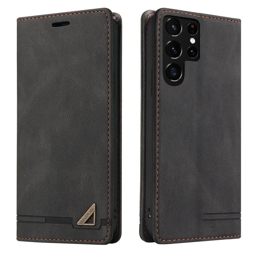 Wallet Anti-theft Brush With Card Slot Magnetic Flip Leather For Samsung Galaxy S26 FE S25 Ultra S24 Plus S23 S22 S21 S20 S10 S9