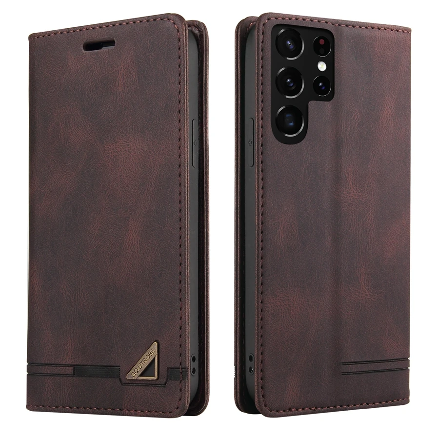 Wallet Anti-theft Brush With Card Slot Magnetic Flip Leather For Samsung Galaxy S26 FE S25 Ultra S24 Plus S23 S22 S21 S20 S10 S9