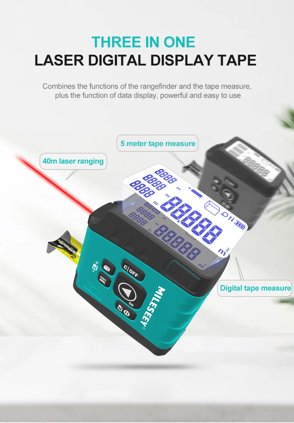 Mileseey DT20 BLUETOOTH Laser tape measure азерная рулетка Smart Digital display trena laser Measuring tape with Bluetooth