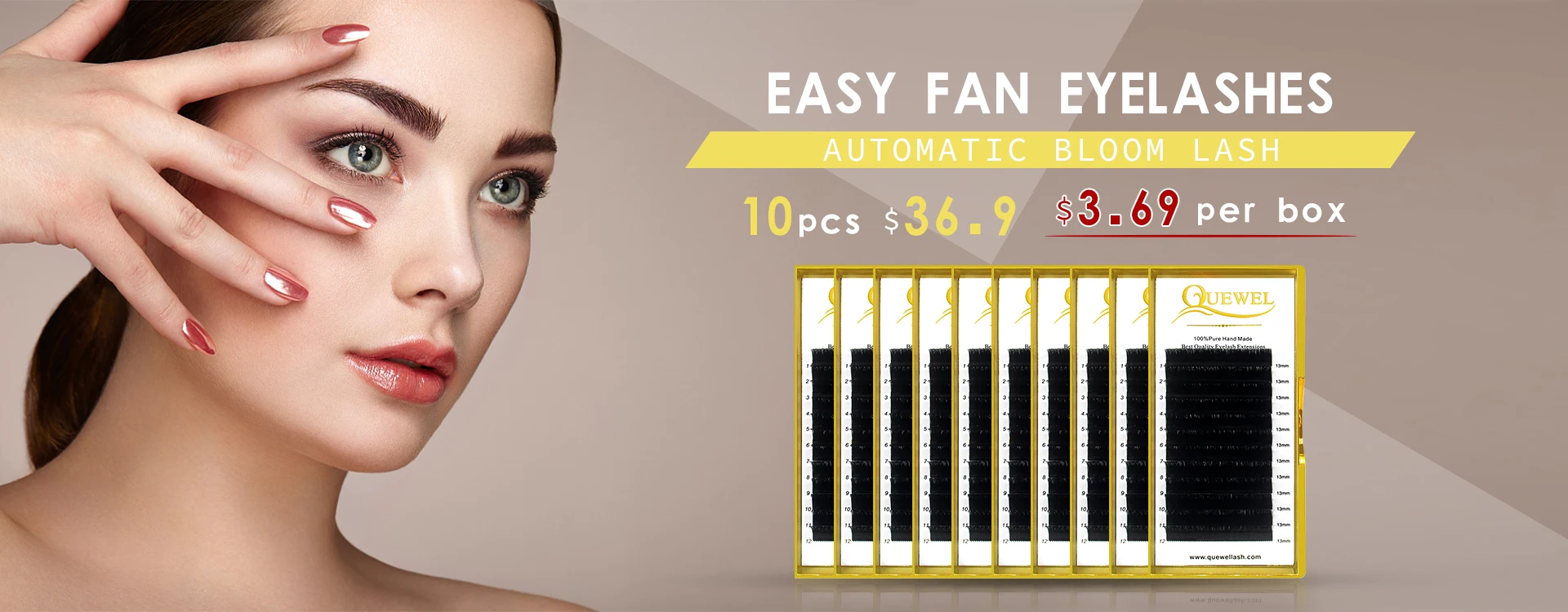 Quewel Easy Fan Volume Eyelash Extension Blooming Lashes Self-making Flowering Fast Fans Eyelashes Bloom Thick Faux Mink Lash