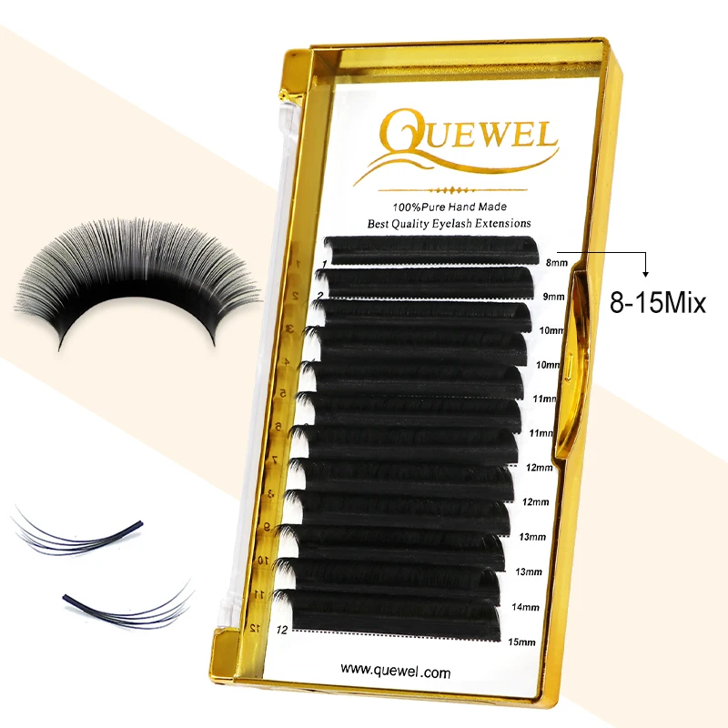 Quewel Easy Fan Volume Eyelash Extension Blooming Lashes Self-making Flowering Fast Fans Eyelashes Bloom Thick Faux Mink Lash
