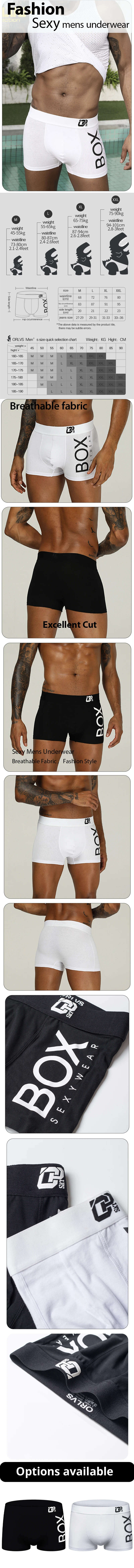 1/2/3/4 Pcs ORLVS Mens Boxer Sexy Underwear Soft Long Cotton Soft Underpants Male Panties 3D Pouch Shorts Under Wear Pants Short