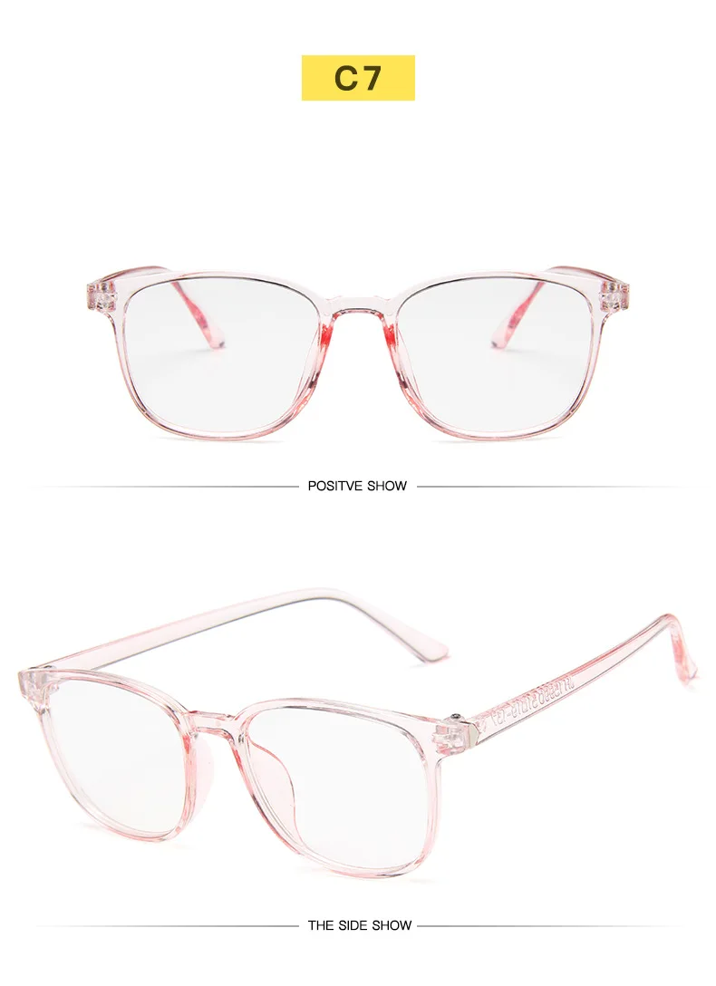 RMM Retro Mens Glasses Frame Fashion Computer Eyeglasses Frame Women Anti-blue Light Transparent Clear Pink Plastic Glasses
