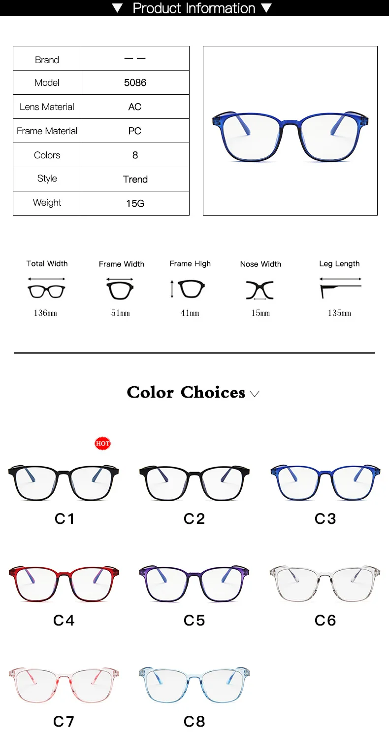 RMM Retro Mens Glasses Frame Fashion Computer Eyeglasses Frame Women Anti-blue Light Transparent Clear Pink Plastic Glasses