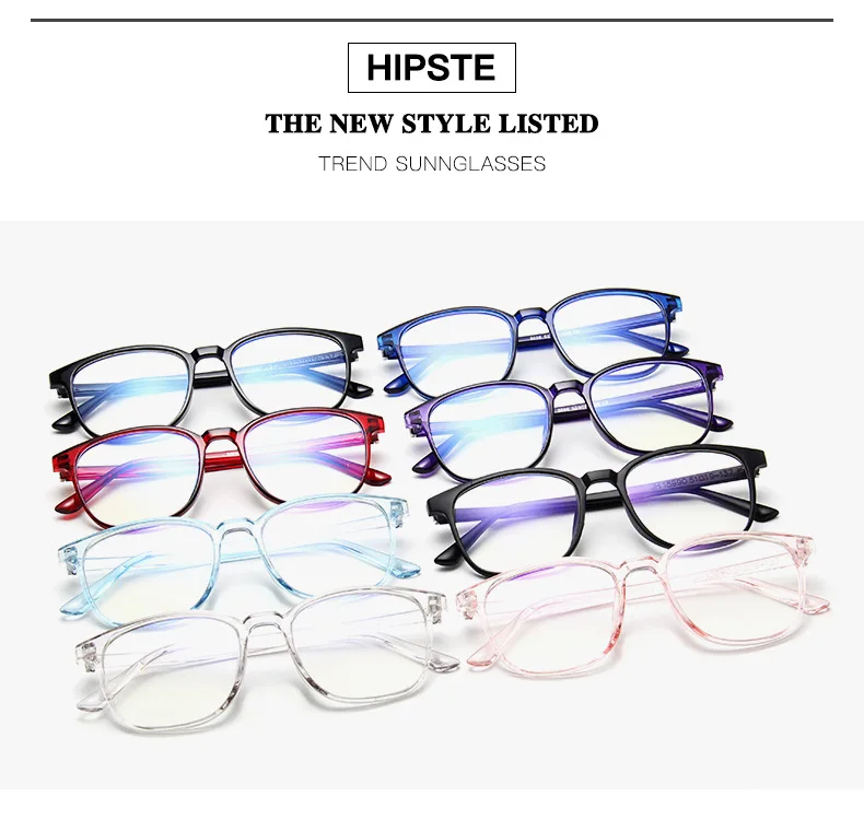 RMM Retro Mens Glasses Frame Fashion Computer Eyeglasses Frame Women Anti-blue Light Transparent Clear Pink Plastic Glasses