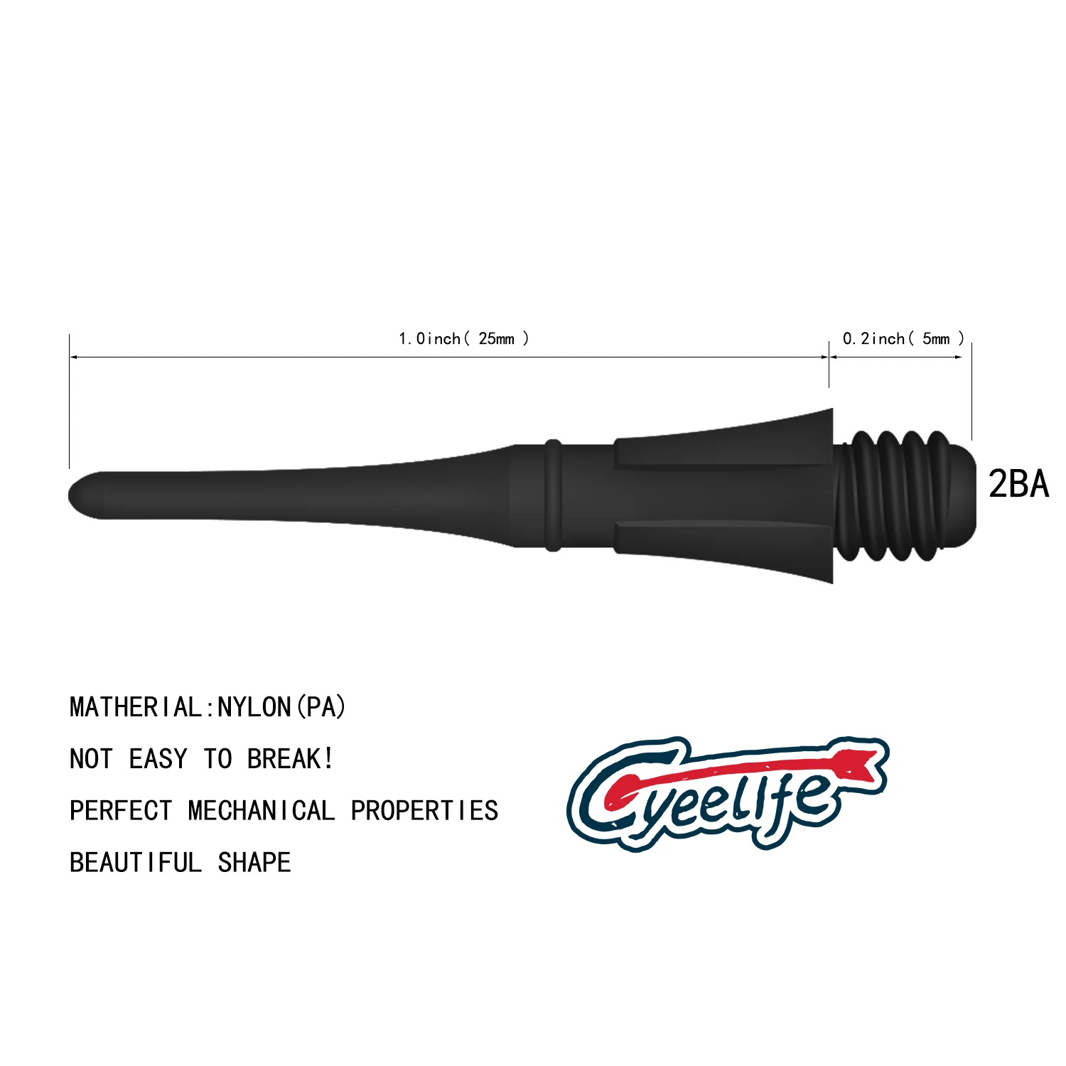 CyeeLife Plastic Dart Tips 100/250/500 Packs 2BA POM Points for Soft Tipped Darts and Electronic Dartboard,CL04