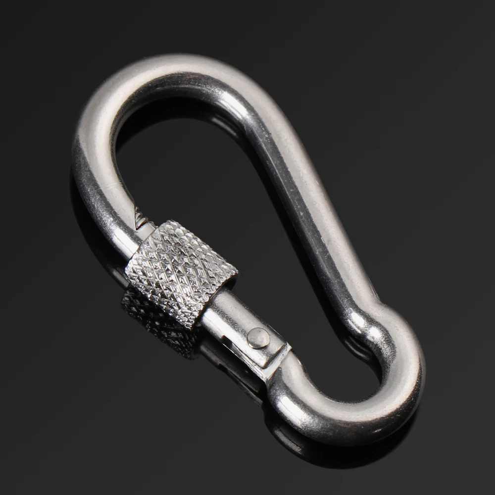 M4~M12 304 Silver Stainless Steel Lock Ring Safety Snap Hook Carabiner Spring Snap Quick Link Outdoor Climbing Gear Equipment