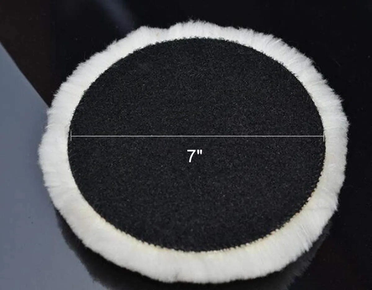 Wool Polishing Pad 3-7 Inches Soft Sheepskin Buffing Pads with Hook & Loop Back Wool Cutting Pad for Car Furniture Glass Auto