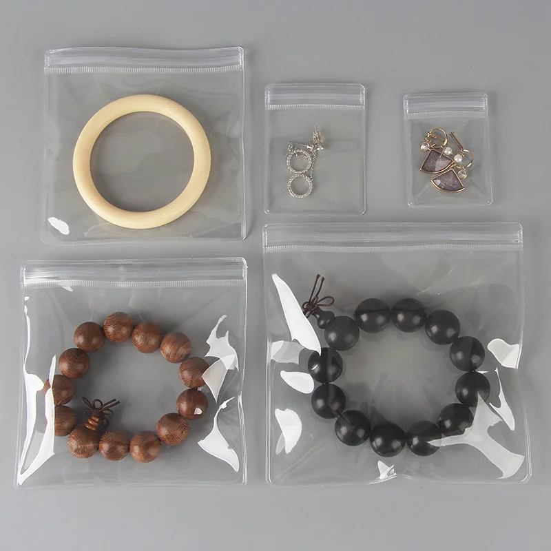 20pcs/lot Transparent PVC Jewelry Pouches Bags Clear Anti-Oxidation Zip Lock Earring Pendant Necklace Bracelet Storage Holder