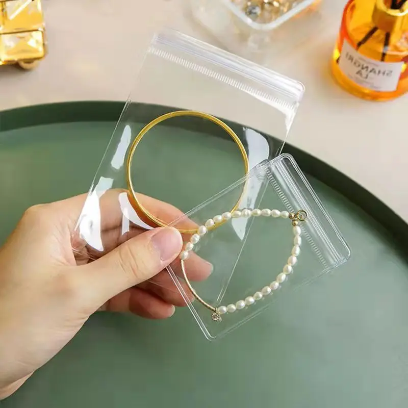 20pcs/lot Transparent PVC Jewelry Pouches Bags Clear Anti-Oxidation Zip Lock Earring Pendant Necklace Bracelet Storage Holder