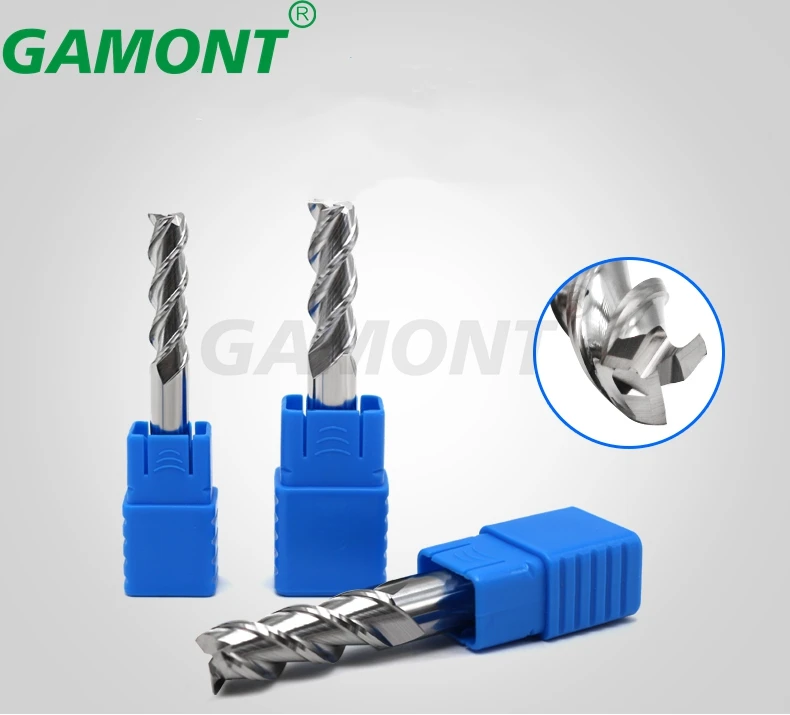 GAMONT HRC50 3-Flute Tungsten Steel Carbide Milling Cutter CNC Machinery Maching Specular High Lights Aluminium Special Endmill