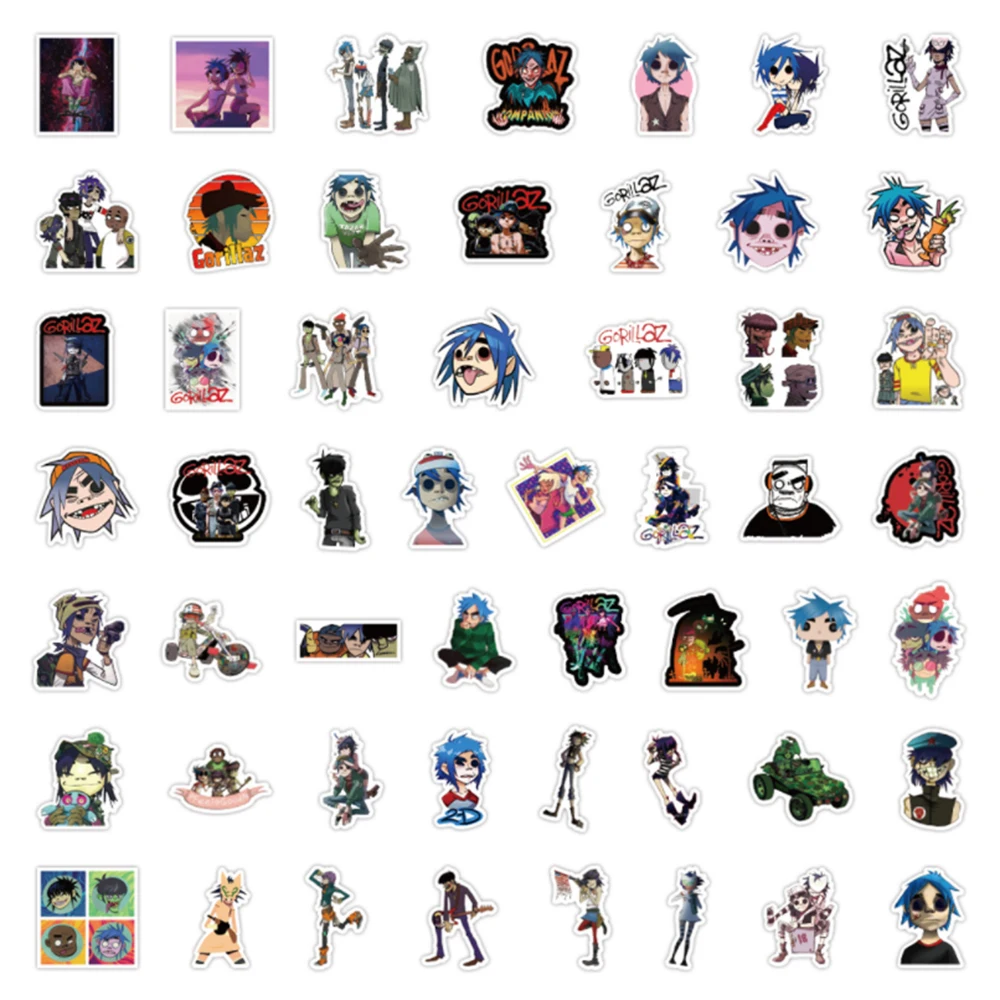 10/30/52pcs Gorillaz Music Band Graffiti Stickers For Kids Phone Laptop Luggage Notebook Guitar Waterproof Sticker Decals Toy