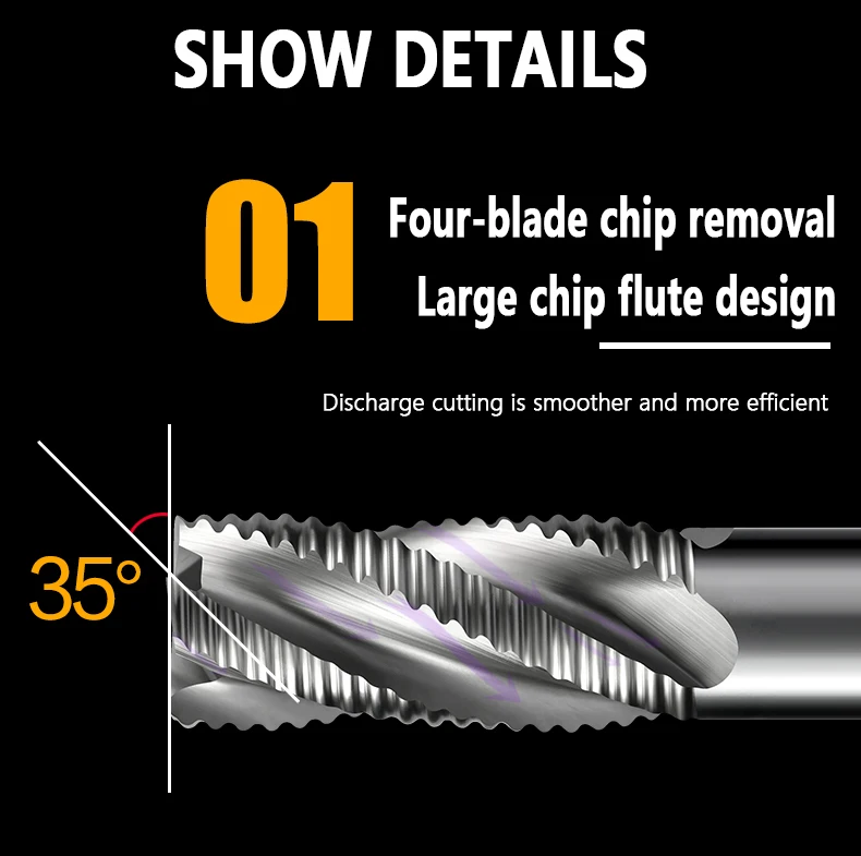 SWYBB Roughing End Mill HSS CNC Cutting Tool Milling Cutter High Speed Steel 3F 4 Teeth 6 8 10 12-32mm Metal Steel Aluminum Wood