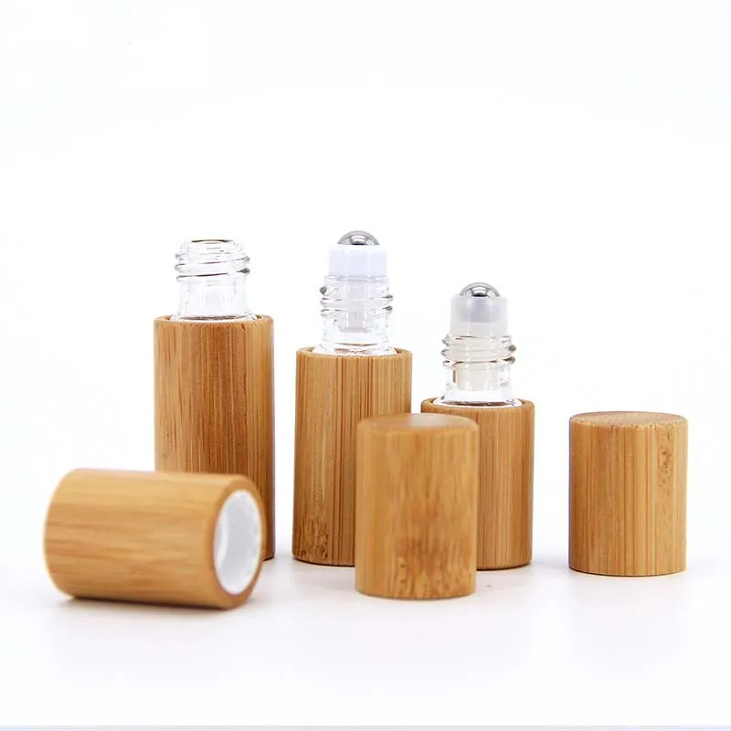 3ml 5ml 10ml Bamboo Wood Bottle Perfume Empty Oil Bottle Stainless Roll On Ball Perfume Aromatherapy Bottle Oil Roller Bottle