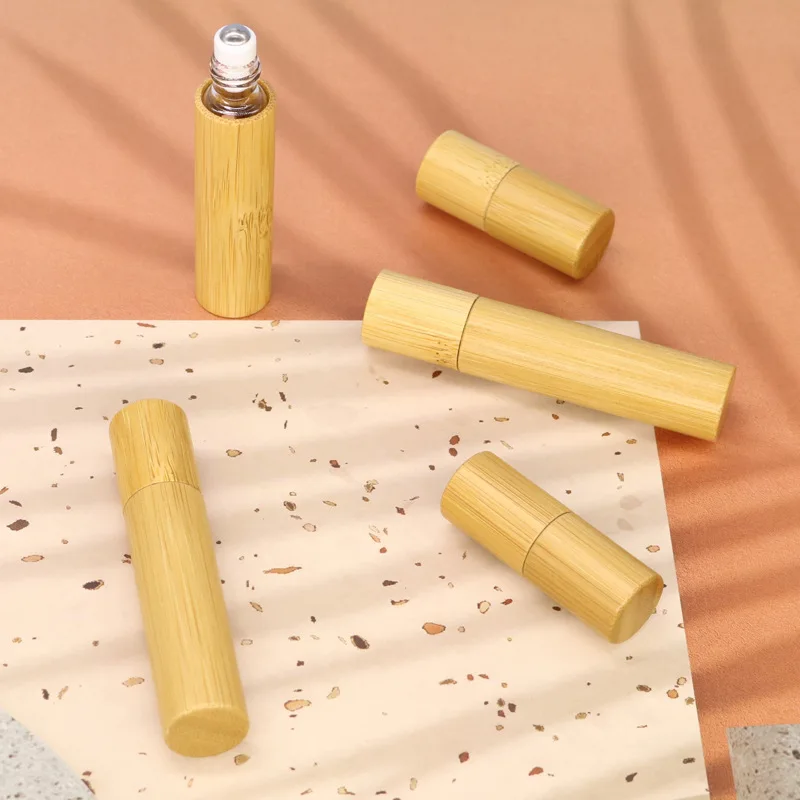 3ml 5ml 10ml Bamboo Wood Bottle Perfume Empty Oil Bottle Stainless Roll On Ball Perfume Aromatherapy Bottle Oil Roller Bottle