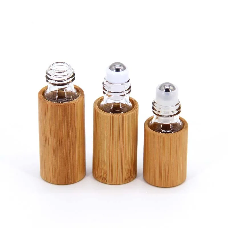 3ml 5ml 10ml Bamboo Wood Bottle Perfume Empty Oil Bottle Stainless Roll On Ball Perfume Aromatherapy Bottle Oil Roller Bottle