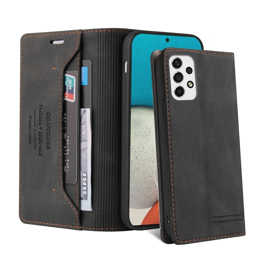Wallet Anti Theft Brush Flip Leather Case For Samsung Galaxy S25 FE S24 Plus S23/S22 Ultra A07 A15 A16 A17 A35 A36 A53 A55 A56