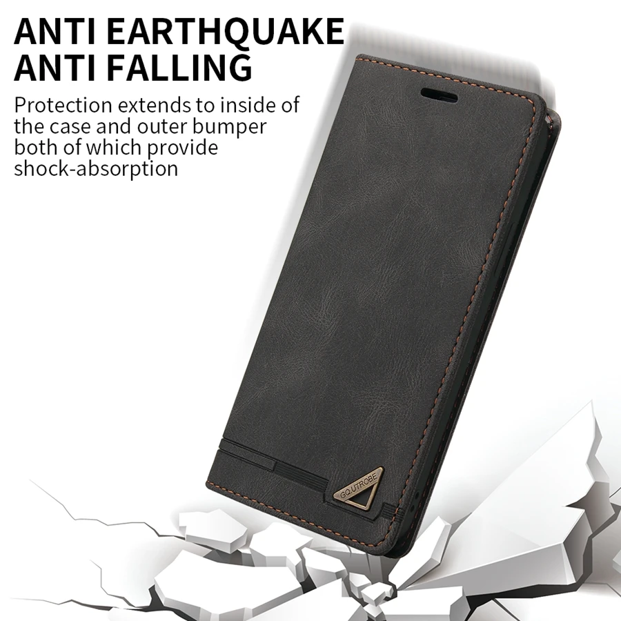 Wallet Anti Theft Brush Flip Leather Case For Samsung Galaxy S25 FE S24 Plus S23/S22 Ultra A07 A15 A16 A17 A35 A36 A53 A55 A56
