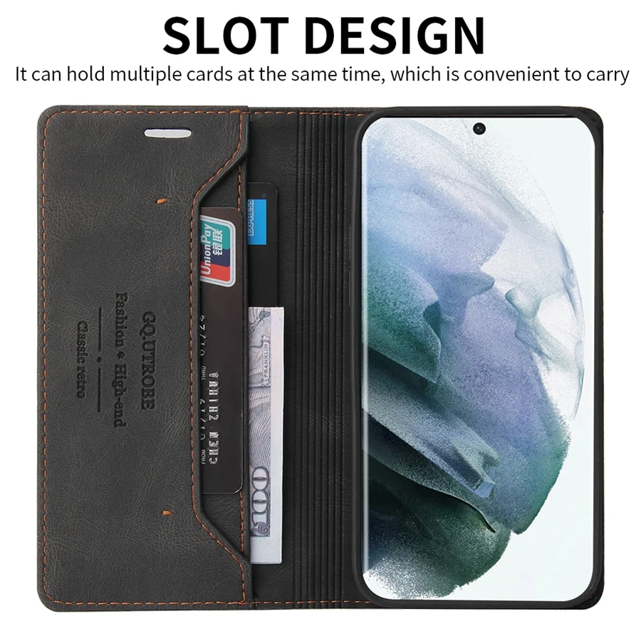 Wallet Anti Theft Brush Flip Leather Case For Samsung Galaxy S25 FE S24 Plus S23/S22 Ultra A07 A15 A16 A17 A35 A36 A53 A55 A56