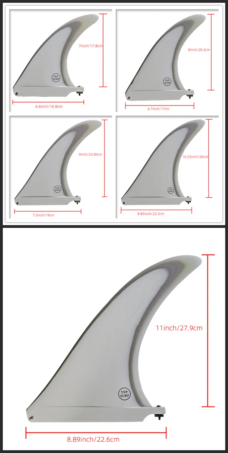 Longboard Fin Fiberglass 7/8/9/10.25/11inch Single Fin 1pc Surf Fins For Sup Central Surf Fin Multicolor Surfboard Fin Quillas
