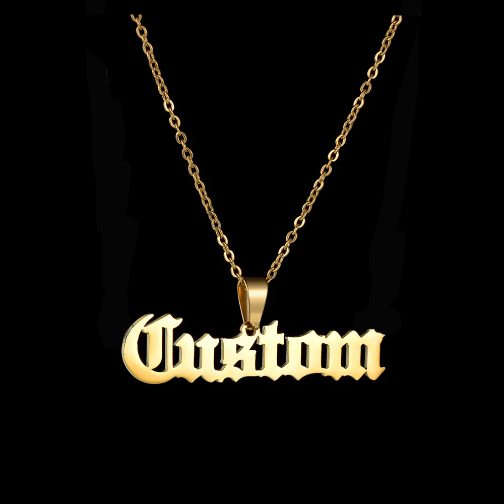 Customized Fashion Stainless Steel Name Necklace Personalized Letter 5mm NK Thick Chain for Women Men Pendant Nameplate Gift