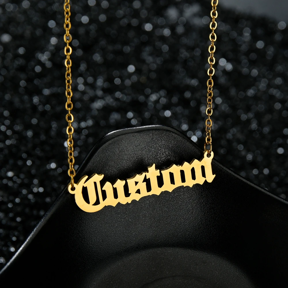 Customized Fashion Stainless Steel Name Necklace Personalized Letter 5mm NK Thick Chain for Women Men Pendant Nameplate Gift