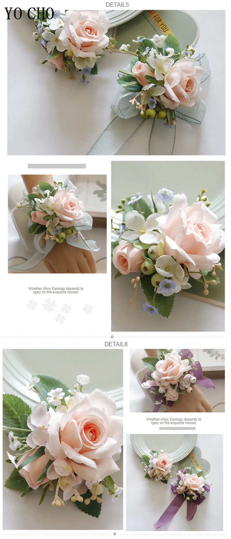 Ivory Wrist Corsage Bridesmaid Sisters Handmade Flower Artificial Silk Rose Bracelet Flowers For Wedding Dancing Party Decor