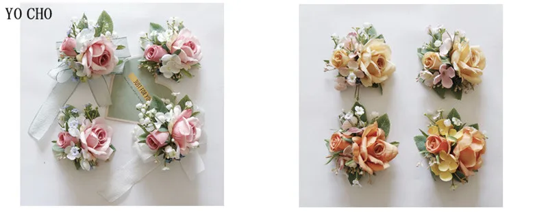 Ivory Wrist Corsage Bridesmaid Sisters Handmade Flower Artificial Silk Rose Bracelet Flowers For Wedding Dancing Party Decor