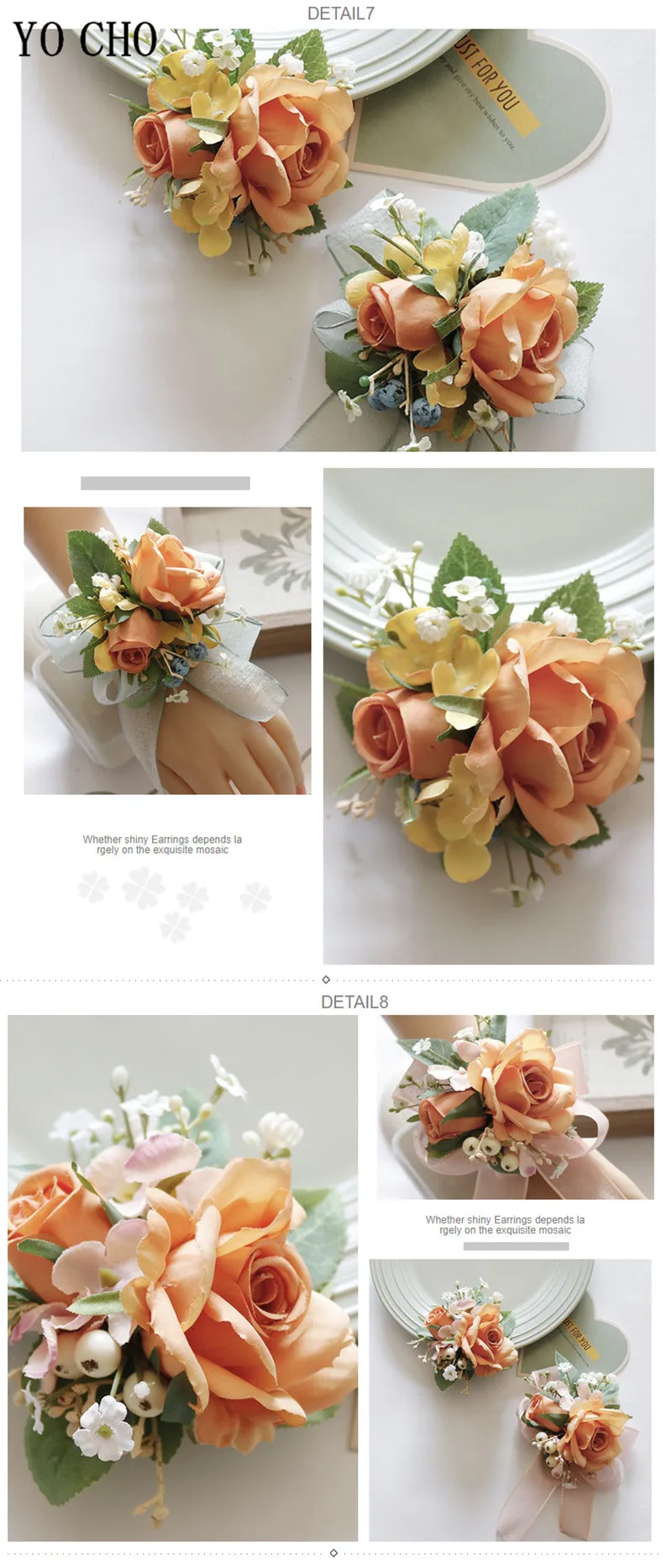 Ivory Wrist Corsage Bridesmaid Sisters Handmade Flower Artificial Silk Rose Bracelet Flowers For Wedding Dancing Party Decor