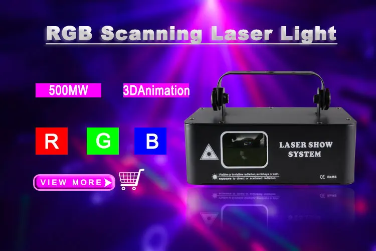 500mW Laser Light Holiday Stage Device 90-240V RGB 3D DJ Equipment Disco Christmas Wedding Projector