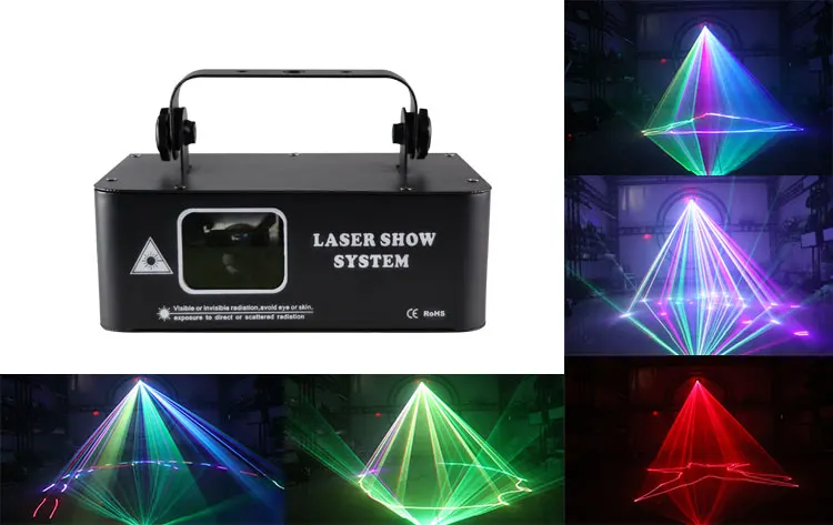 500mW Laser Light Holiday Stage Device 90-240V RGB 3D DJ Equipment Disco Christmas Wedding Projector