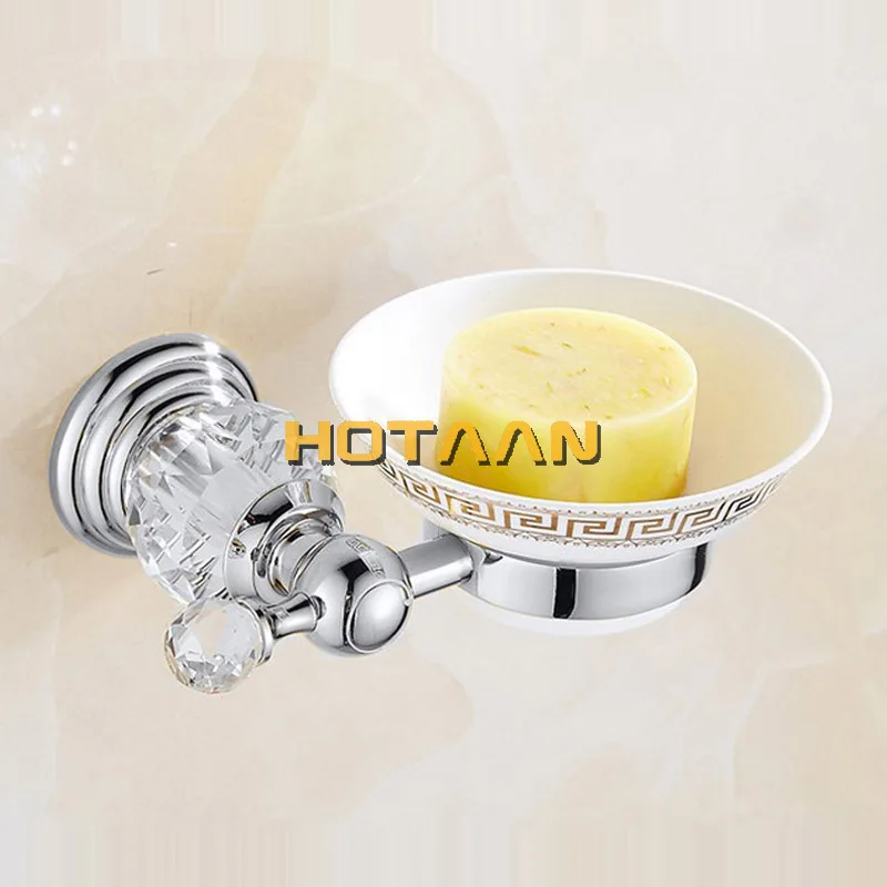 Luxury Crystal Silver Bathroom Accessories Set Chrome Polished Brass Bath Hardware Set Wall Mounted Bathroom Products Banheiro