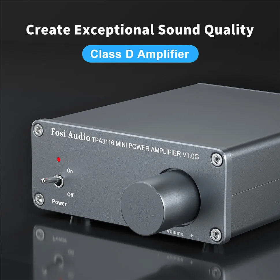 Fosi Audio 2 Channel TPA3116D2 Stereo Audio Class D Amplifier 50W X 2 - V1.0 Power Amplifier For Home Passive Speakers
