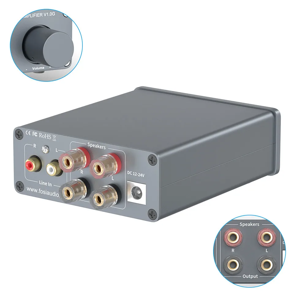 Fosi Audio 2 Channel TPA3116D2 Stereo Audio Class D Amplifier 50W X 2 - V1.0 Power Amplifier For Home Passive Speakers