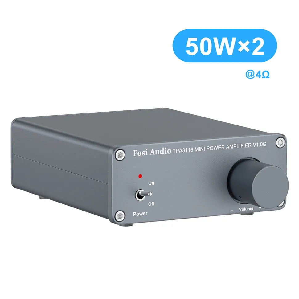 Fosi Audio 2 Channel TPA3116D2 Stereo Audio Class D Amplifier 50W X 2 - V1.0 Power Amplifier For Home Passive Speakers