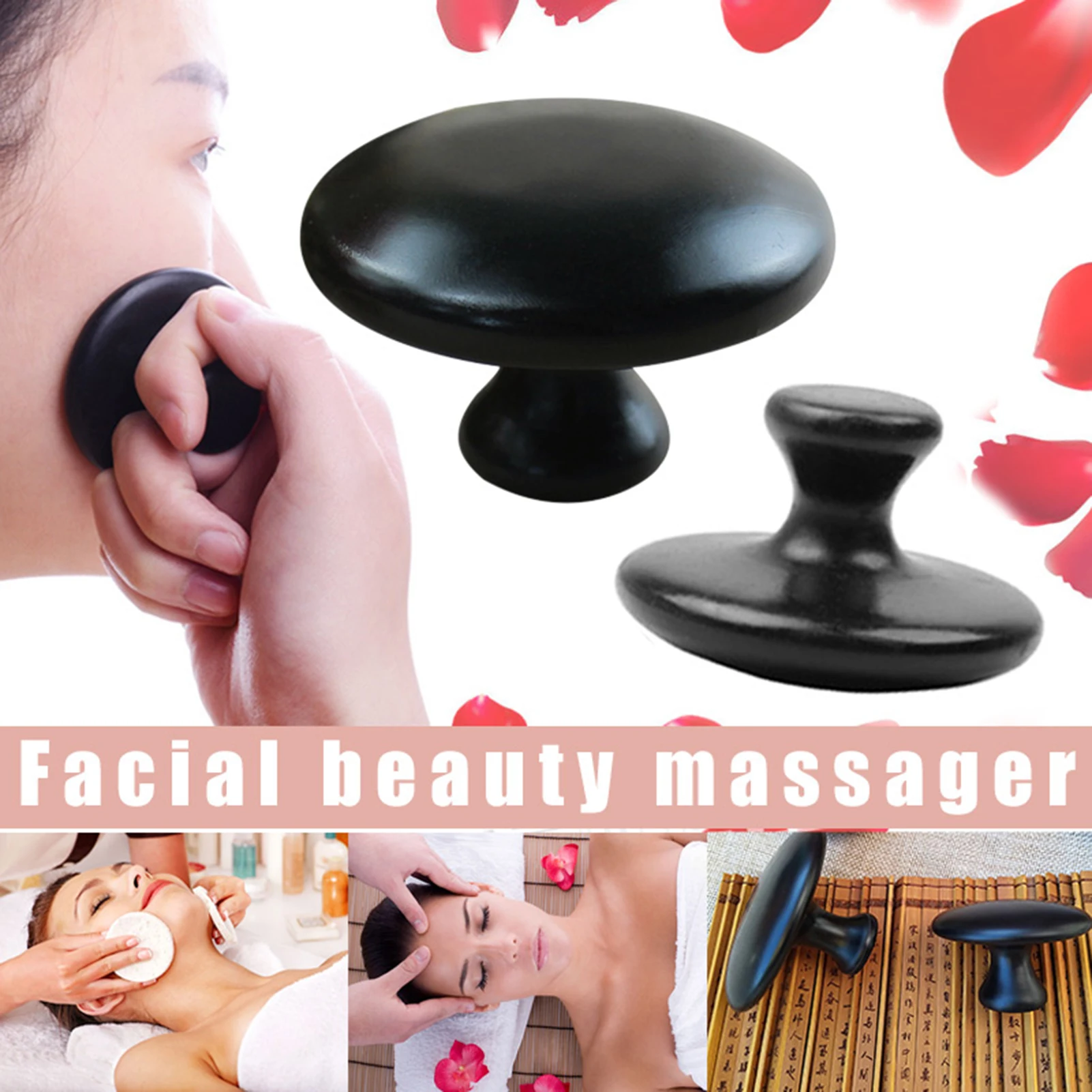 Smooth Mushroom Shape Face Massage Stone Lava Basalt Hot Stone for Spa Massage Body facial Massage Stone