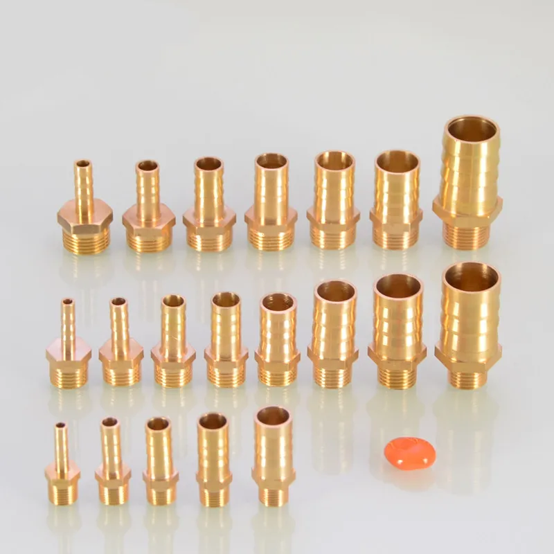 1pcs Brass 2 Way Reducing Straight Hose Barb Barbed Pipe Fitting Reducer Copper Coupler Connector Adapter for Air Fuel Gas Water
