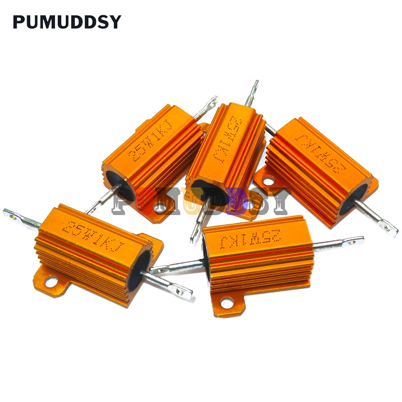 1PCS 5W 10W 25W Aluminum Power Metal Case Wirewound Resistor 0.01 ~ 30K 1 2 3 5 6 8 10 20 100 150 1K 10K Ohm hjxrhgal RX24