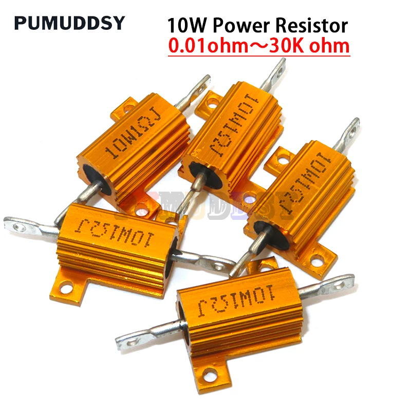 1PCS 5W 10W 25W Aluminum Power Metal Case Wirewound Resistor 0.01 ~ 30K 1 2 3 5 6 8 10 20 100 150 1K 10K Ohm hjxrhgal RX24