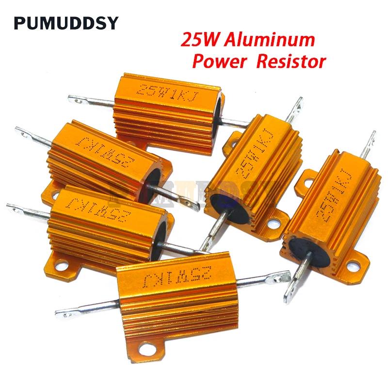1PCS 5W 10W 25W Aluminum Power Metal Case Wirewound Resistor 0.01 ~ 30K 1 2 3 5 6 8 10 20 100 150 1K 10K Ohm hjxrhgal RX24