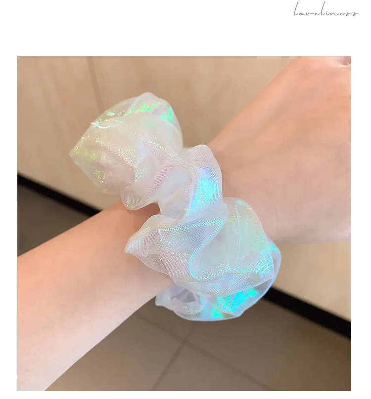 2022 Summer Organza Scrunchies Women Elastic Hair Band Korean Elegant Ponytail Holder Rubber Tie Band Hair Accessories Wholesale