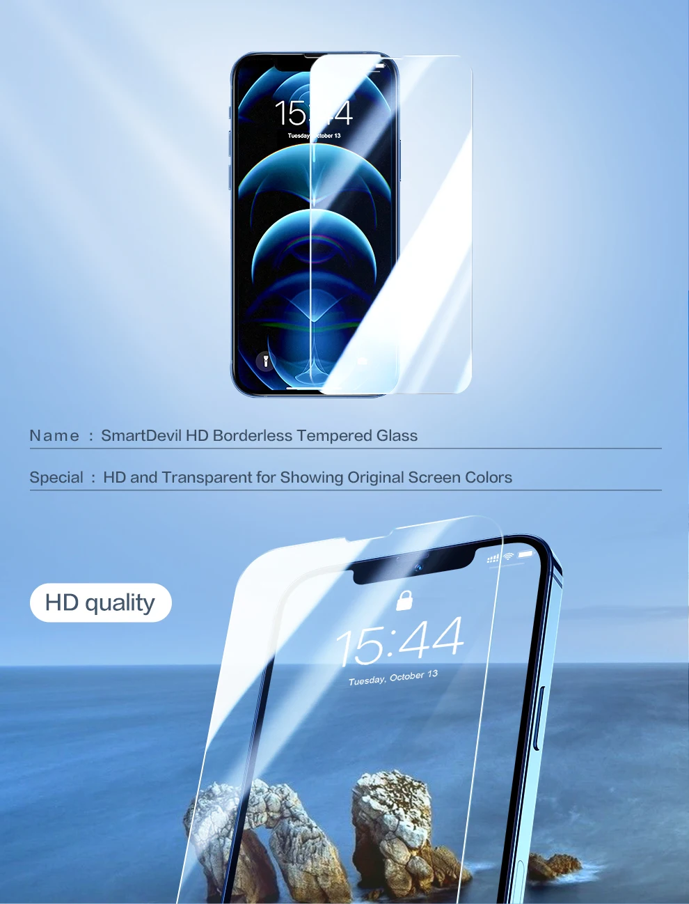 SmartDevil 2PCS Screen Protector for iPhone 17 Pro Max 17 Air 16 Pro Max 15 14 13 Tempered Glass 9H HD Front Film for iPhone 17