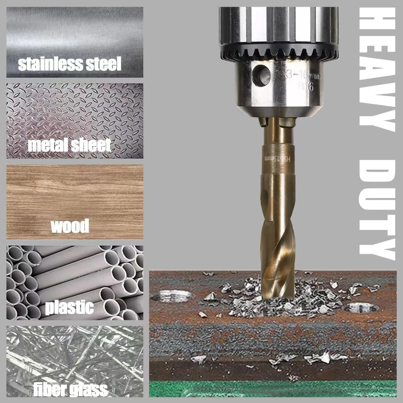 Versery 13-35mm 12.7mm Round Shank Reduced 1/2'' Twist Drill Bits HSS M2 Hole Saw Wood Iron Stainless Steel Aluminum