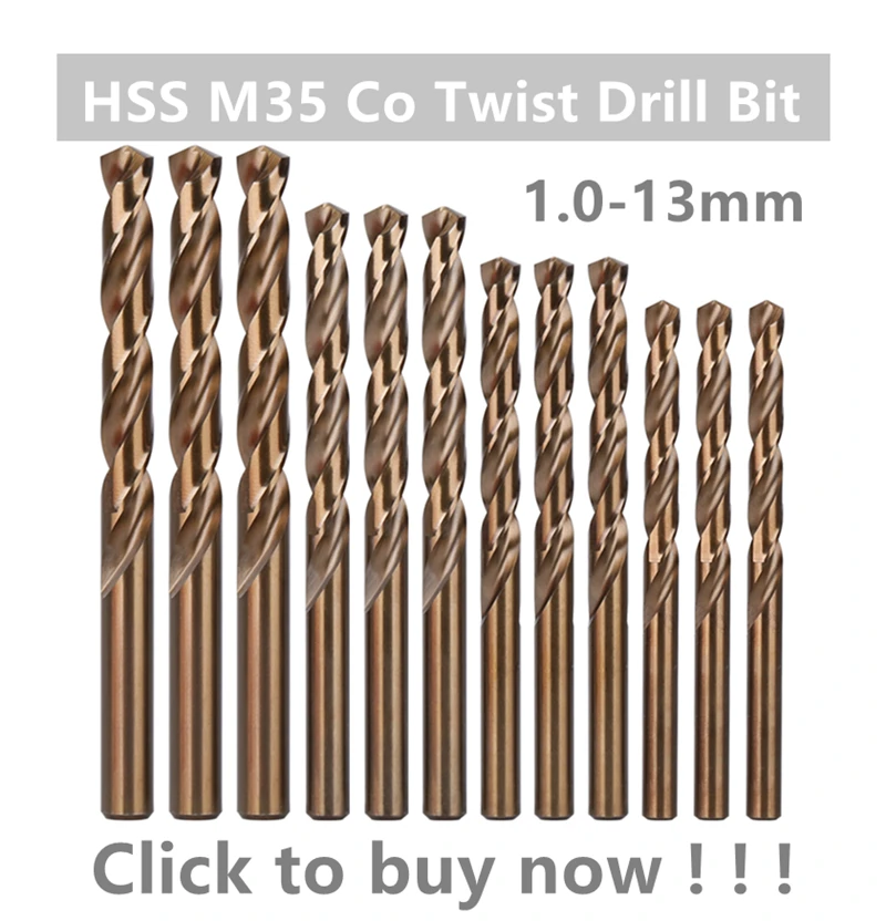 Versery 13-35mm 12.7mm Round Shank Reduced 1/2'' Twist Drill Bits HSS M2 Hole Saw Wood Iron Stainless Steel Aluminum